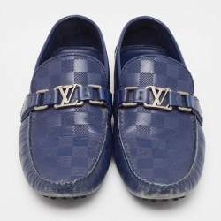 Louis Vuitton Blue Damier Infini Leather Hockenheim Loafers Size 41.5