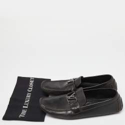 Louis Vuitton Black Leather Monte Carlo Loafers Size 45.5