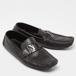 Louis Vuitton Black Leather Monte Carlo Loafers Size 45.5