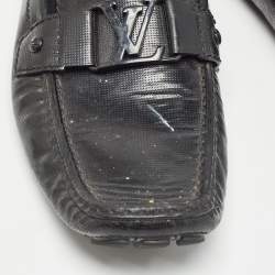 Louis Vuitton Black Leather Slip On Loafers Size 44