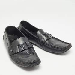 Louis Vuitton Black Leather Slip On Loafers Size 44