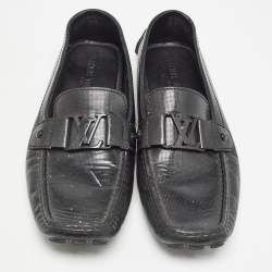 Louis Vuitton Black Leather Slip On Loafers Size 44