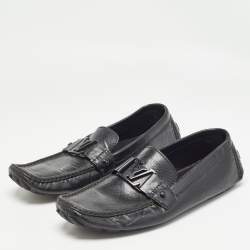 Louis Vuitton Black Leather Slip On Loafers Size 44