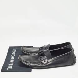 Louis Vuitton Black Leather Slip On Loafers Size 44