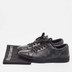 Louis Vuitton Black/Grey Leather and Monogram Coated Canvas Match Up Sneakers Size 41