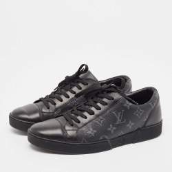 Louis Vuitton Black/Grey Leather and Monogram Coated Canvas Match Up Sneakers Size 41
