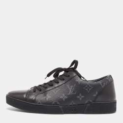 Louis Vuitton Black/Grey Leather and Monogram Coated Canvas Match Up Sneakers Size 41