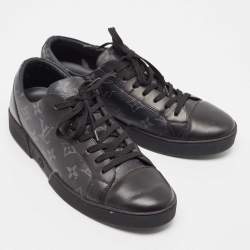 Louis Vuitton Black/Grey Leather and Monogram Coated Canvas Match Up Sneakers Size 41