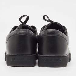Louis Vuitton Black/Grey Leather and Monogram Coated Canvas Match Up Sneakers Size 41