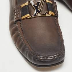 Louis Vuitton Brown Leather Slip On Loafers Size 42
