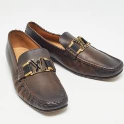 Louis Vuitton Brown Leather Slip On Loafers Size 42