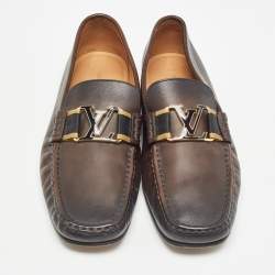 Louis Vuitton Brown Leather Slip On Loafers Size 42