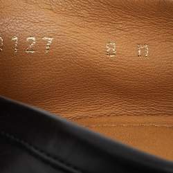 Pre Owned Louis Vuitton Black Leather Logo Slip On Loafers Size 42