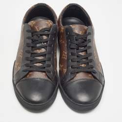 Louis Vuitton Brown/Black Monogram Canvas and Leather Match Up Low Top Sneakers Size 41
