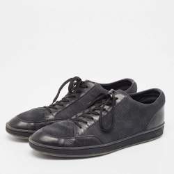 مملوكة مسبقًا Louis Vuitton Black Damier Graphite Fabric and Leather Offshore Sneakers Size 42