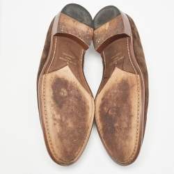 Pre Owned Louis Vuitton Brown Suede Saint Germain Slip On Loafers Size 43