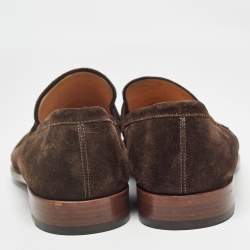 Pre Owned Louis Vuitton Brown Suede Saint Germain Slip On Loafers Size 43