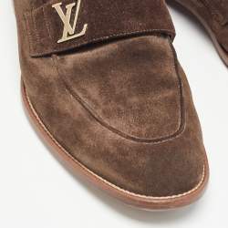 Pre Owned Louis Vuitton Brown Suede Saint Germain Slip On Loafers Size 43