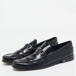 Louis Vuitton Black Leather Slip On Loafers Size 46