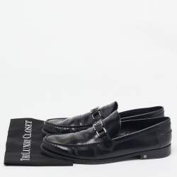 Louis Vuitton Black Leather Slip On Loafers Size 46
