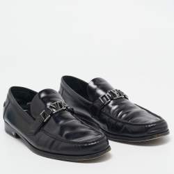Louis Vuitton Black Leather Slip On Loafers Size 46