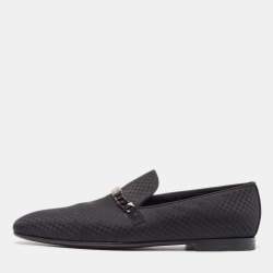 Louis Vuitton Black Satin Slip On Loafers Size 42.5
