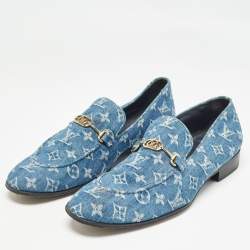 Louis Vuitton Blue Monogram Denim Souliers Club Oxford Loafers Size 43