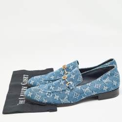 Louis Vuitton Blue Monogram Denim Souliers Club Oxford Loafers Size 43