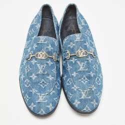 Louis Vuitton Blue Monogram Denim Souliers Club Oxford Loafers Size 43