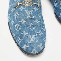 Louis Vuitton Blue Monogram Denim Souliers Club Oxford Loafers Size 43