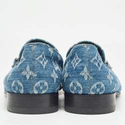 Louis Vuitton Blue Monogram Denim Souliers Club Oxford Loafers Size 43
