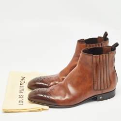 Pre Owned Louis Vuitton Brown Leather Ankle Boots Size 41