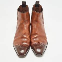 Pre Owned Louis Vuitton Brown Leather Ankle Boots Size 41