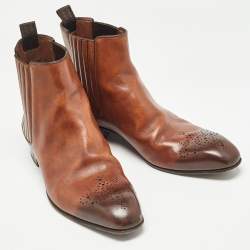 Pre Owned Louis Vuitton Brown Leather Ankle Boots Size 41