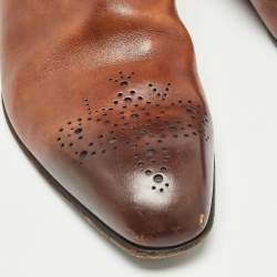 Pre Owned Louis Vuitton Brown Leather Ankle Boots Size 41