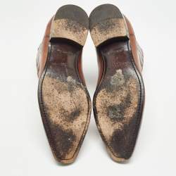 Pre Owned Louis Vuitton Brown Leather Ankle Boots Size 41