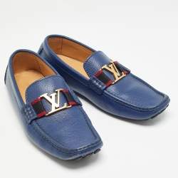 Louis Vuitton Blue Leather Monte Carlo Loafers Size 42.5