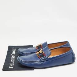Louis Vuitton Blue Leather Monte Carlo Loafers Size 42.5
