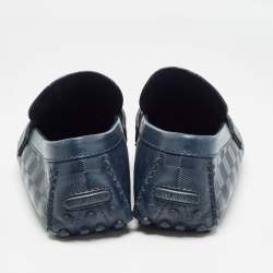 مملوكة مسبقًا Louis Vuitton Navy Blue Damier Infini Hockenheim Loafers Size 43