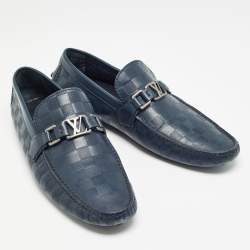 مملوكة مسبقًا Louis Vuitton Navy Blue Damier Infini Hockenheim Loafers Size 43