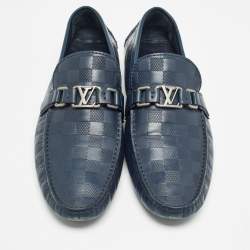 مملوكة مسبقًا Louis Vuitton Navy Blue Damier Infini Hockenheim Loafers Size 43