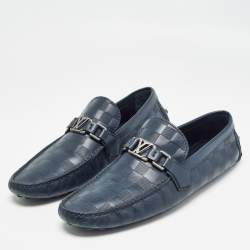 مملوكة مسبقًا Louis Vuitton Navy Blue Damier Infini Hockenheim Loafers Size 43