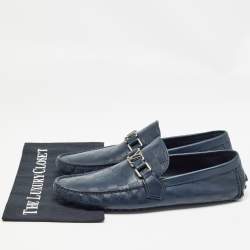 مملوكة مسبقًا Louis Vuitton Navy Blue Damier Infini Hockenheim Loafers Size 43