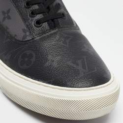 Louis Vuitton Grey/Black Monogram Canvas and Leather Low Top Sneakers Size 42.5