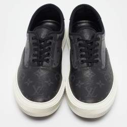 Louis Vuitton Grey/Black Monogram Canvas and Leather Low Top Sneakers Size 42.5