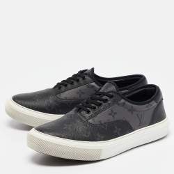 Louis Vuitton Grey/Black Monogram Canvas and Leather Low Top Sneakers Size 42.5