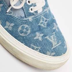 Louis Vuitton Blue Monogram Denim Lace Up Sneakers Size 41.5