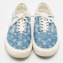 Louis Vuitton Blue Monogram Denim Lace Up Sneakers Size 41.5