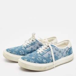 Louis Vuitton Blue Monogram Denim Lace Up Sneakers Size 41.5
