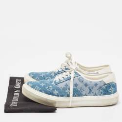 Louis Vuitton Blue Monogram Denim Lace Up Sneakers Size 41.5